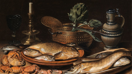 Bodegon-con-pescado-vela-alcachofas-cangrejos-gambas_Peeters-Clara-1611-th