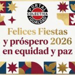 Felicitación Fiestas y Feliz Año 2026 de la Colectiva Portal de Igualdad, diseño de Manola Roig Celda (Nela)