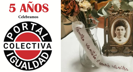 Cartel 5 Aniversario Colectiva Portal de Igualdad, y expo Manuela Roig, Acciones Enero 2026