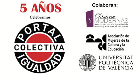 Cartel 5 Aniversario Colectiva Portal de Igualdad, logo y colaboradores